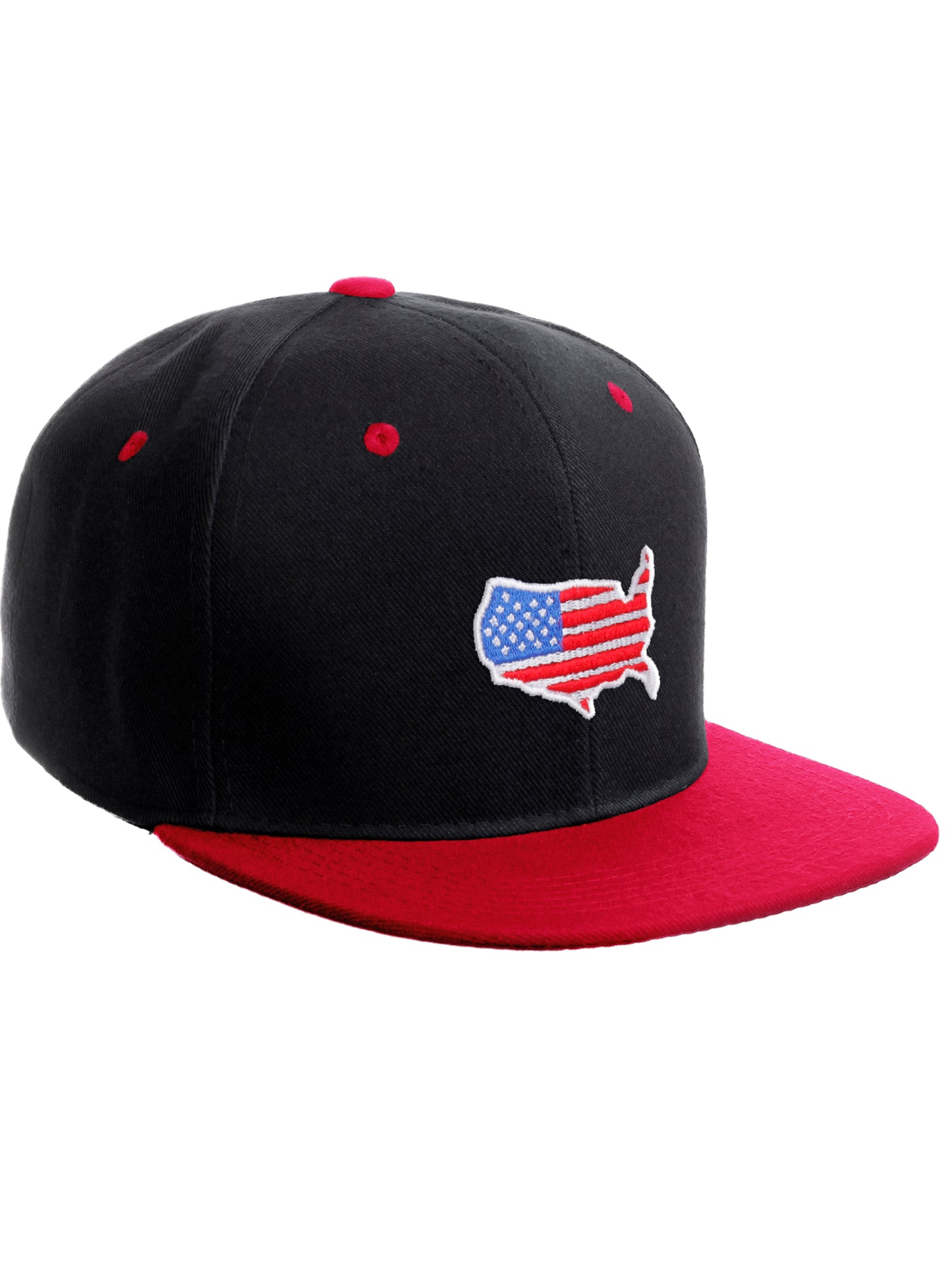 Daxton Embroidered USA Flag Snapback Flat Bill Hat Cap Adjustable Back