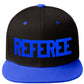 Classic Snapback Referee Hat High Profile Flat Bill Visor Adjustable Back Cap