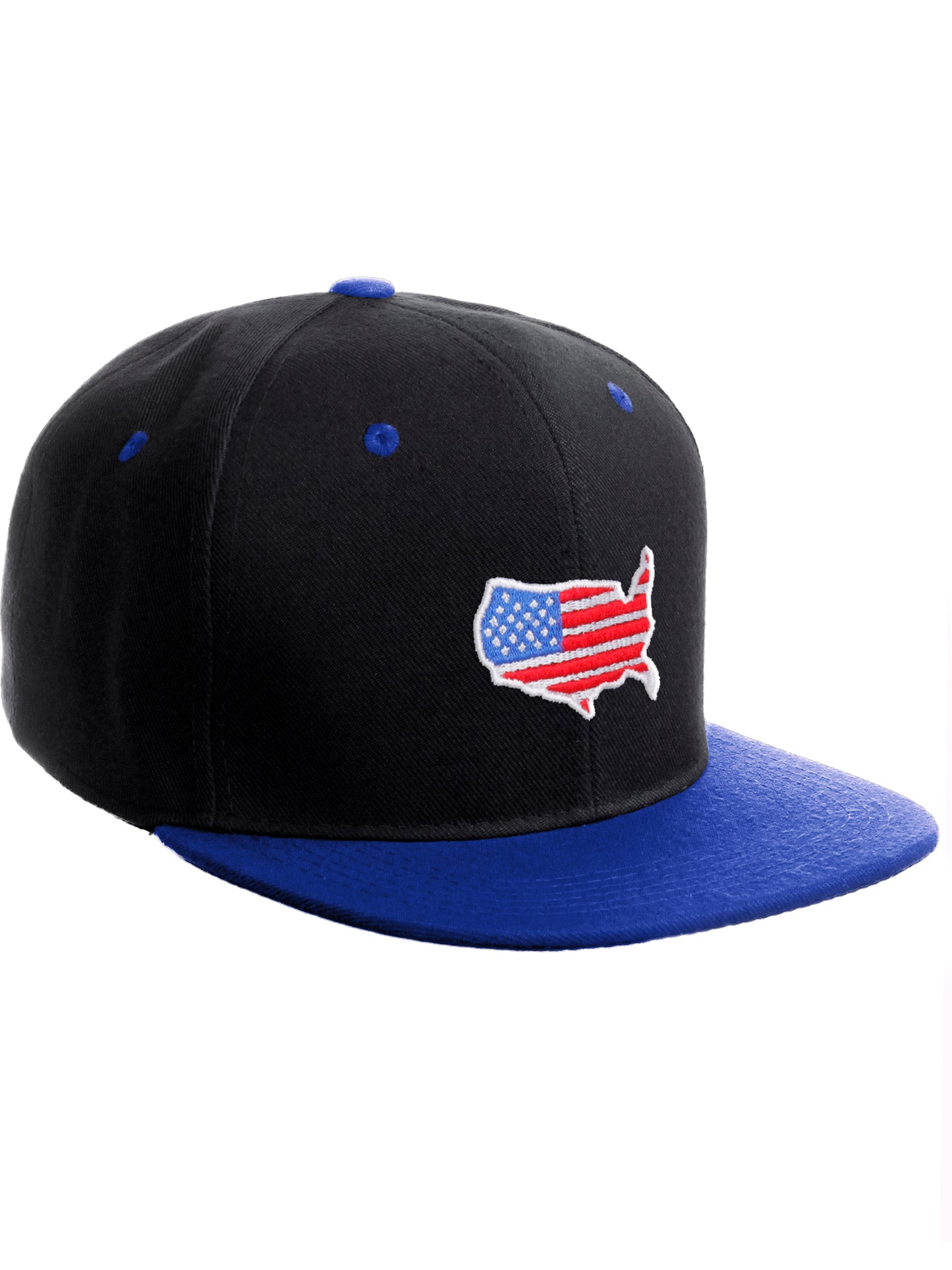 Daxton Embroidered USA Flag Snapback Flat Bill Hat Cap Adjustable Back