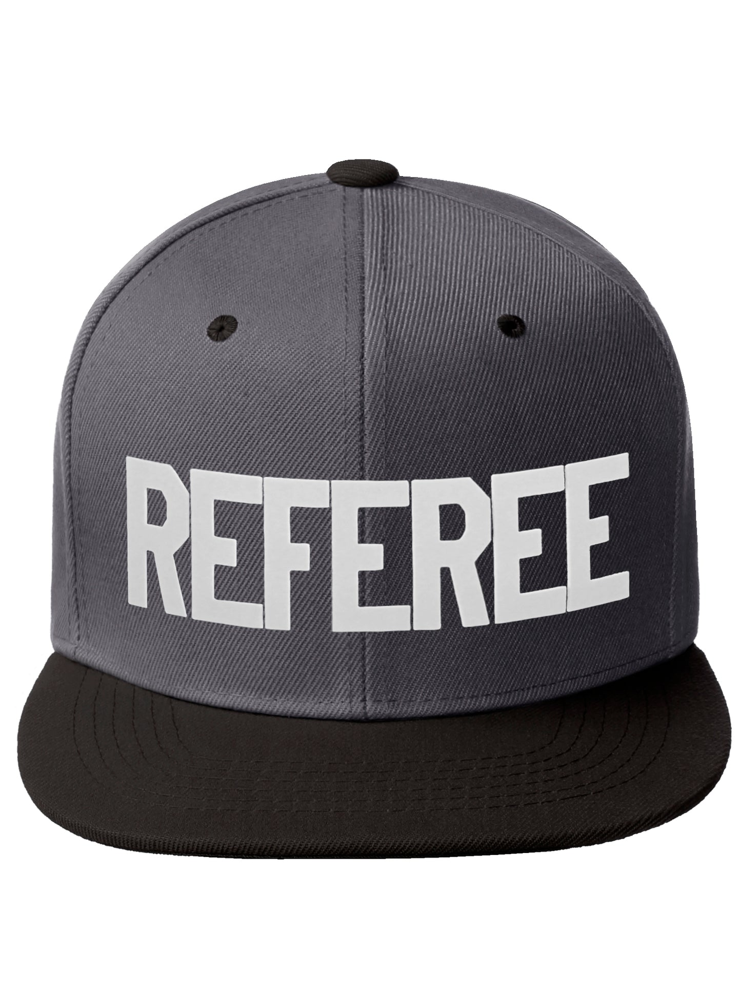 Classic Snapback Referee Hat High Profile Flat Bill Visor Adjustable Back Cap