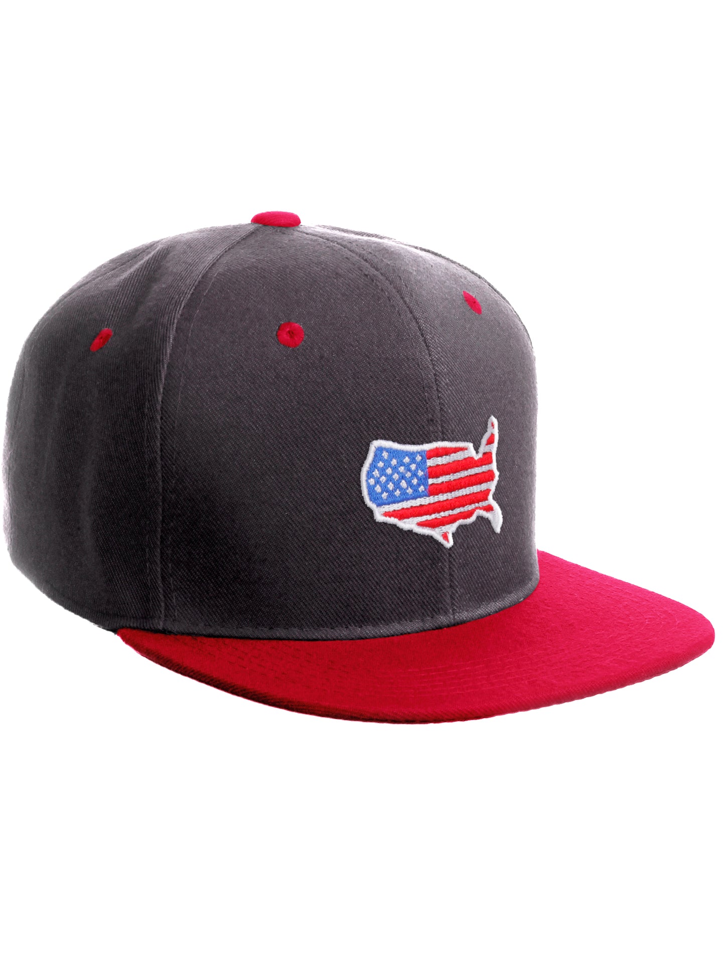 Daxton Embroidered USA Flag Snapback Flat Bill Hat Cap Adjustable Back