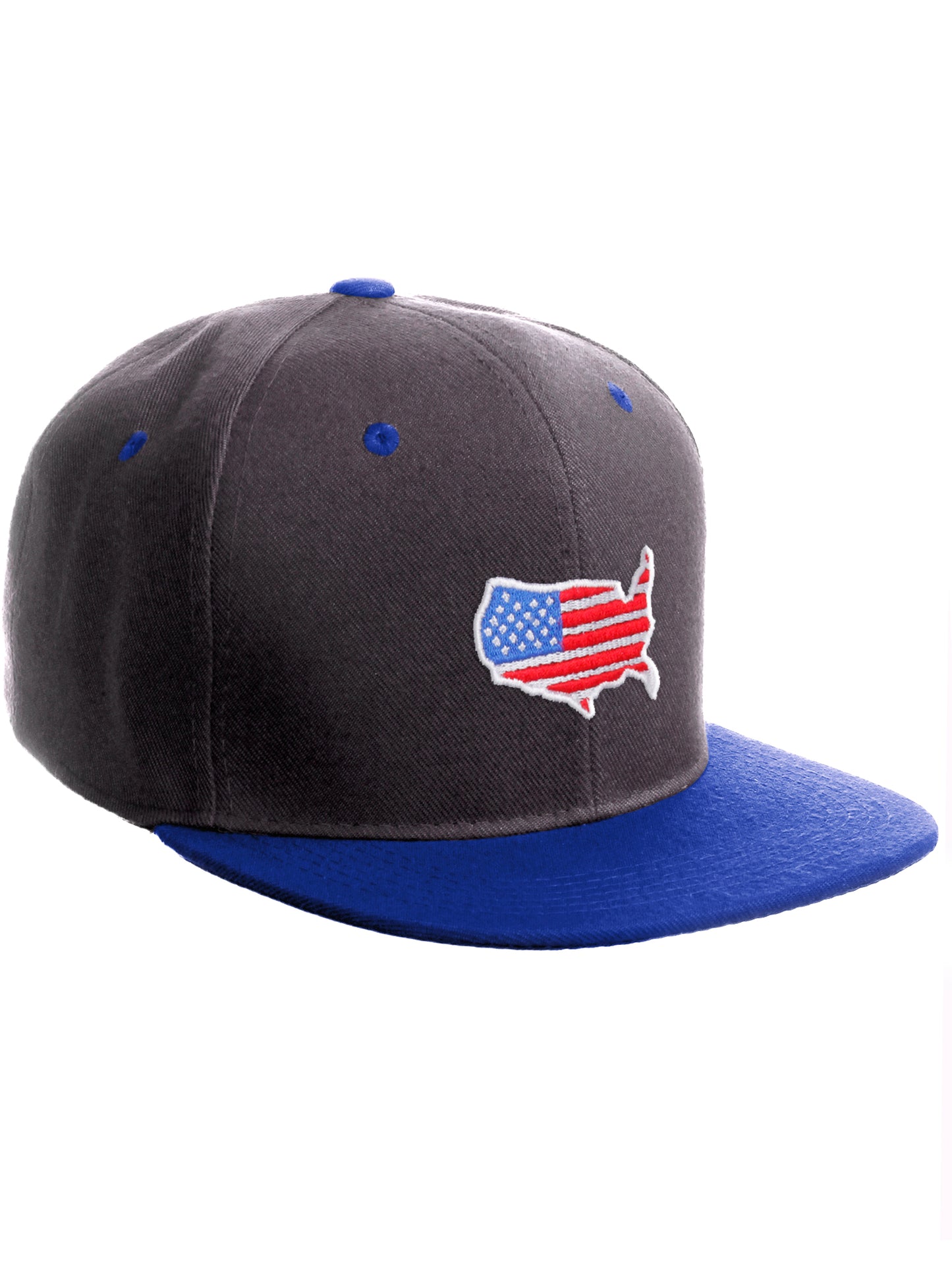 Daxton Embroidered USA Flag Snapback Flat Bill Hat Cap Adjustable Back