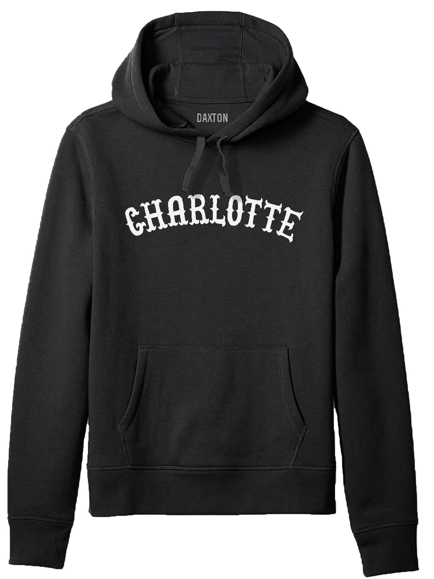 Daxton Adult Unisex Pullover Hoodie Fleece Sweatshirt, Charlotte Black White