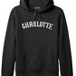 Daxton Adult Unisex Pullover Hoodie Fleece Sweatshirt, Charlotte Black White