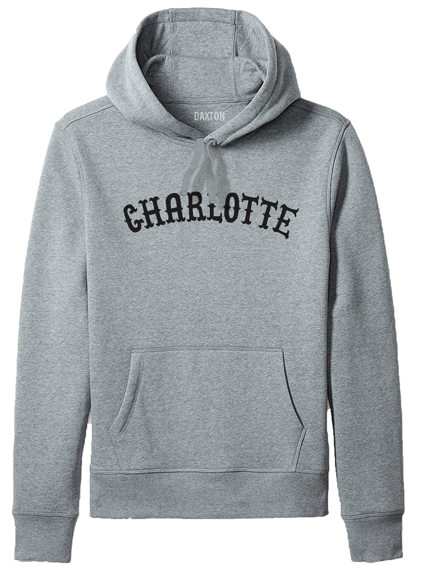 Daxton Adult Unisex Pullover Hoodie Fleece Sweatshirt, Charlotte Black White
