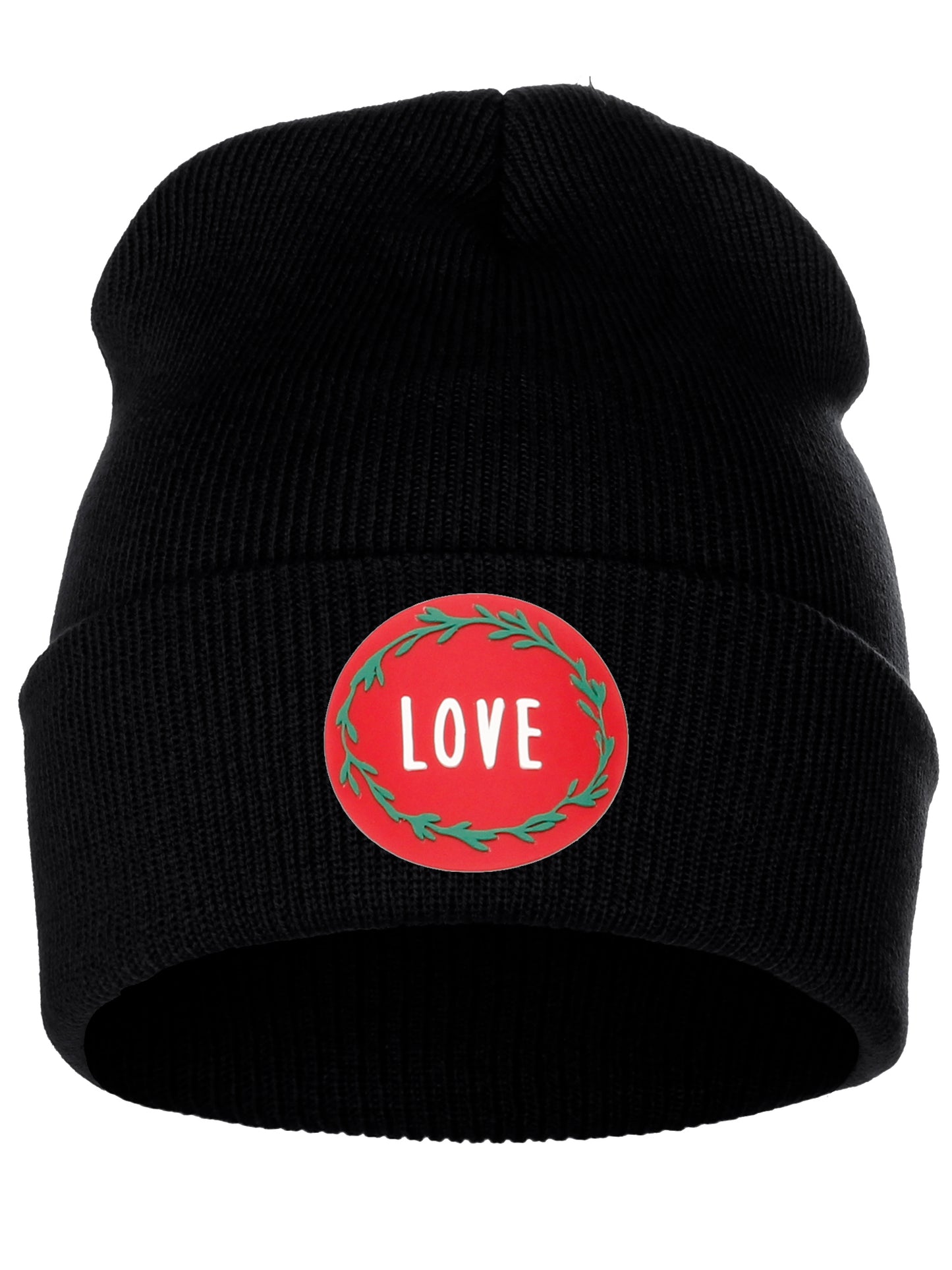 I&W Holiday Christmas Beanie Love  Winter Knit Cuffed Beanie Hat