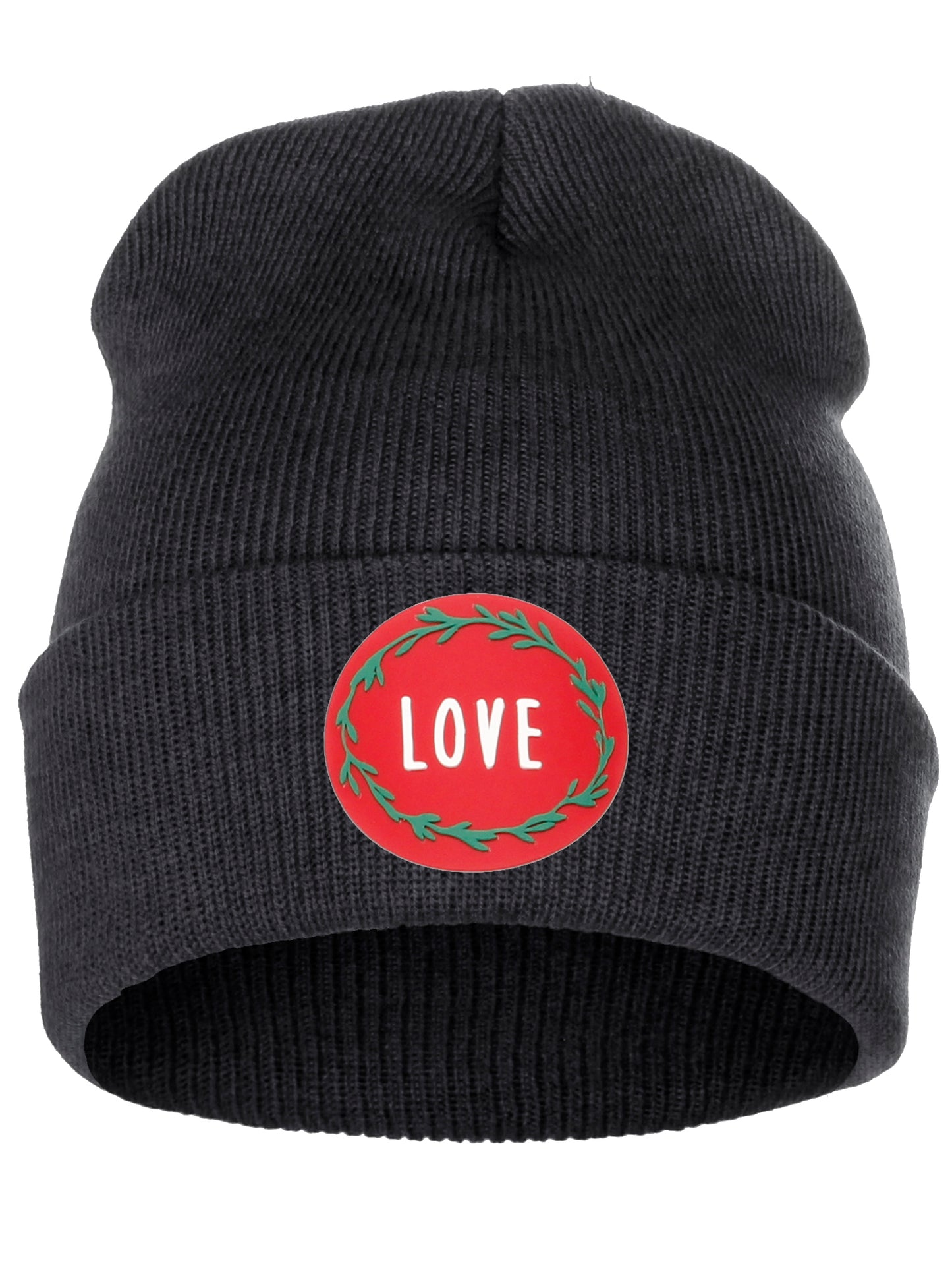 I&W Holiday Christmas Beanie Love  Winter Knit Cuffed Beanie Hat