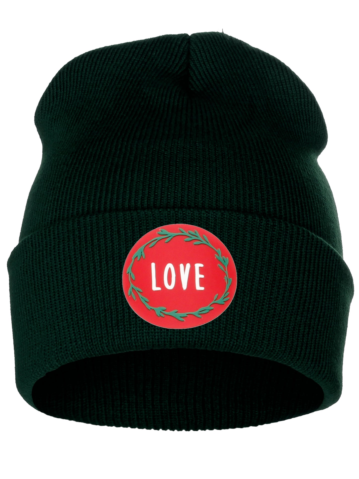 I&W Holiday Christmas Beanie Love  Winter Knit Cuffed Beanie Hat