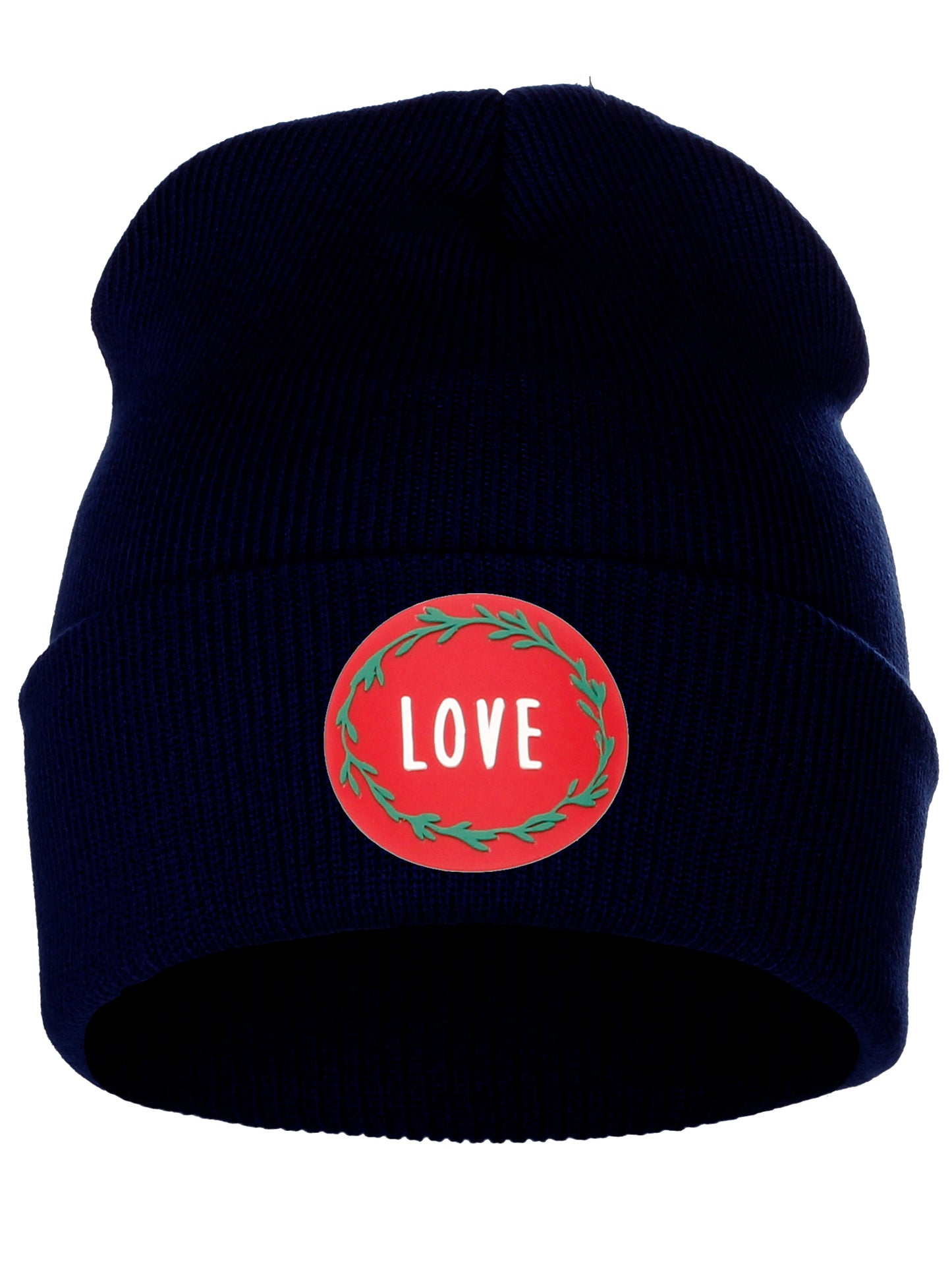 I&W Holiday Christmas Beanie Love  Winter Knit Cuffed Beanie Hat