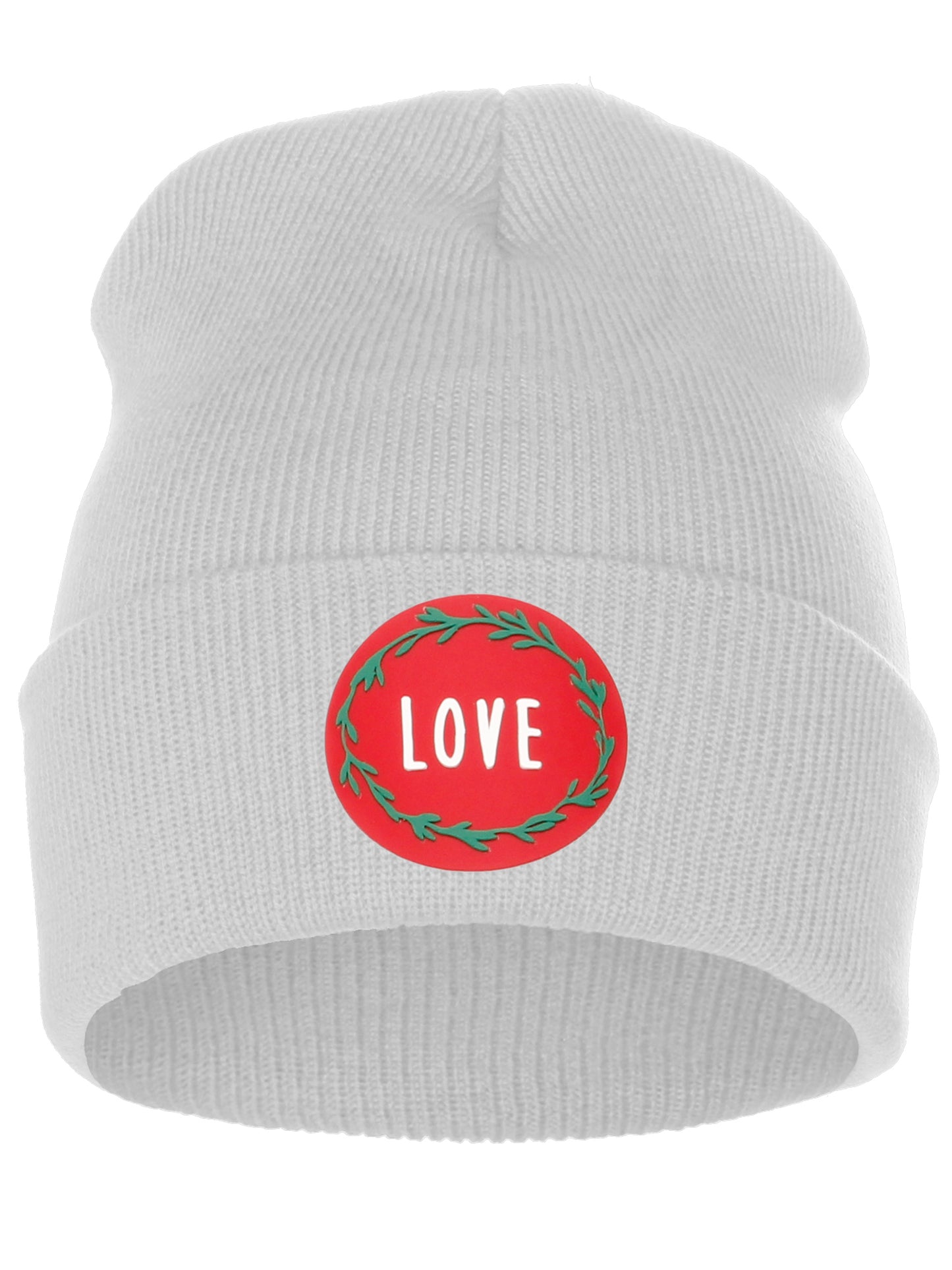 I&W Holiday Christmas Beanie Love  Winter Knit Cuffed Beanie Hat