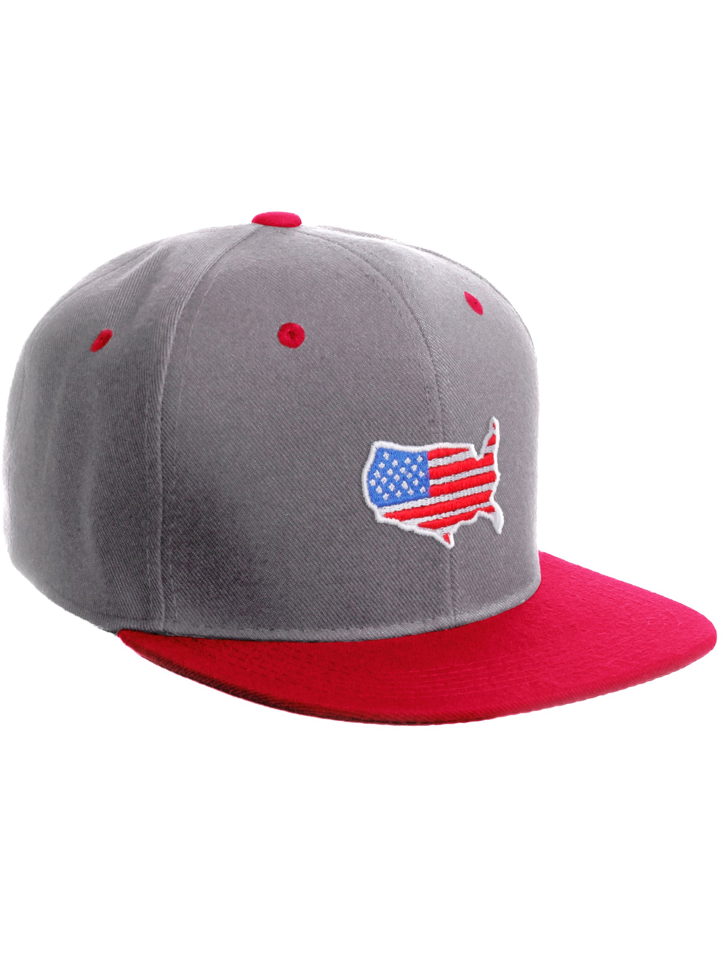 Daxton Embroidered USA Flag Snapback Flat Bill Hat Cap Adjustable Back
