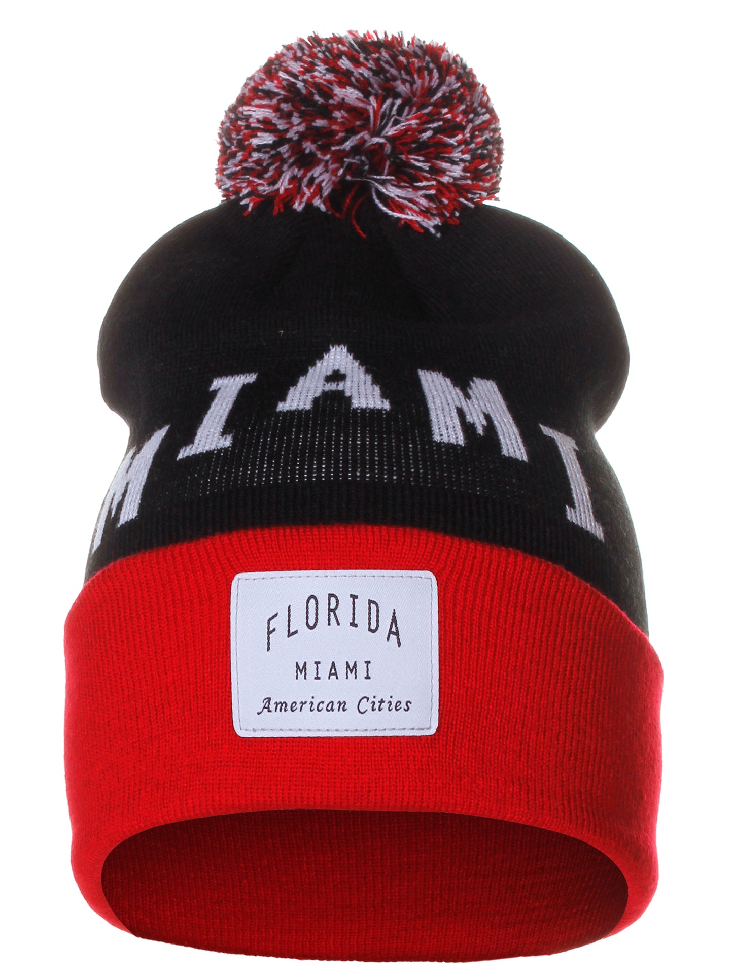 American Cities Miami Florida Arch Letters Pom Pom Knit Hat Cap Beanie