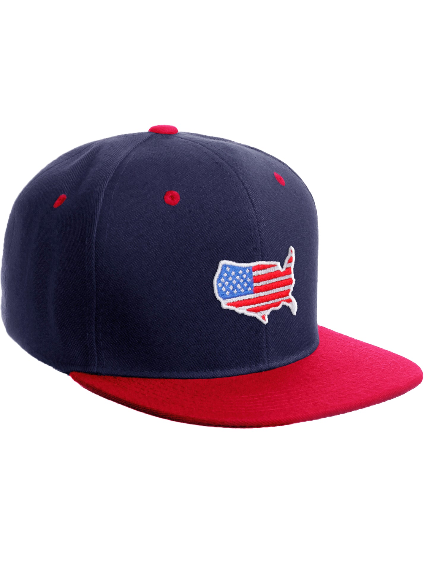 Daxton Embroidered USA Flag Snapback Flat Bill Hat Cap Adjustable Back