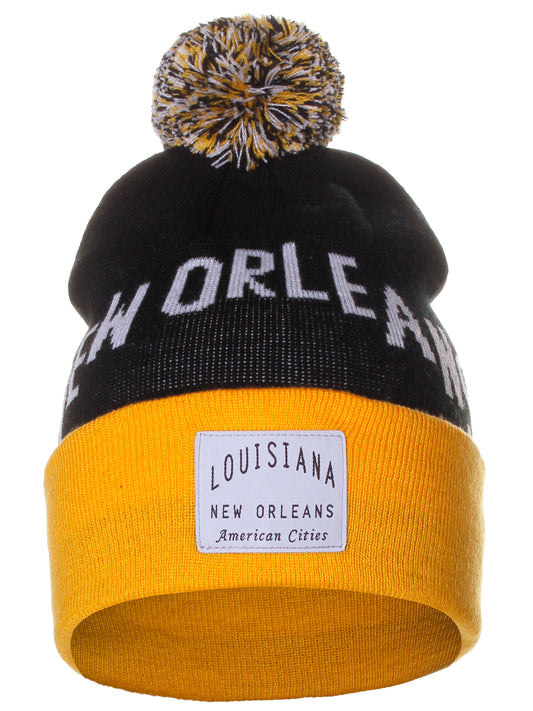 American Cities New Orleans Louisiana Arch Letters Pom Pom Knit Hat Cap Beanie