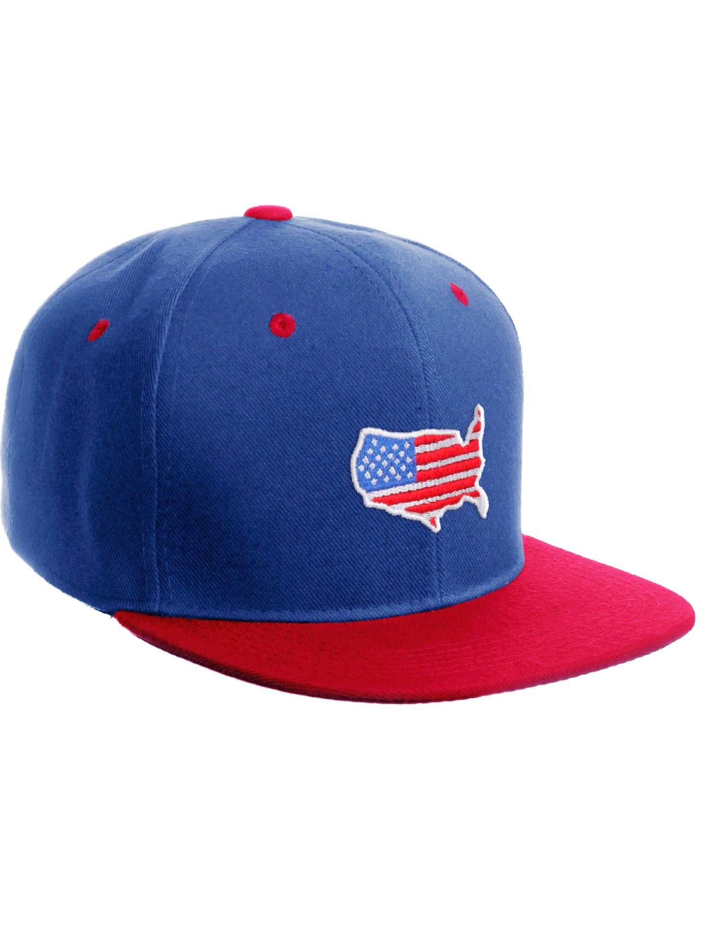 Daxton Embroidered USA Flag Snapback Flat Bill Hat Cap Adjustable Back