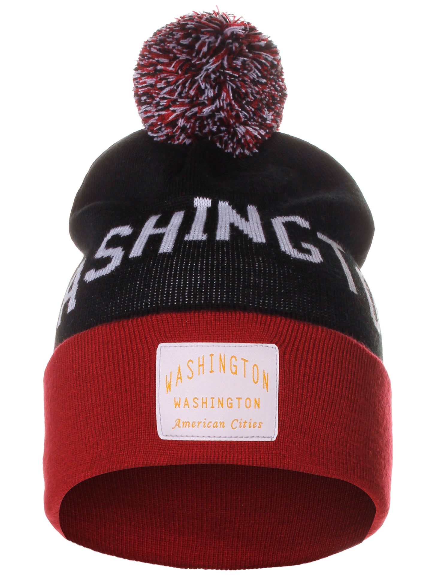 American Cities Washington DC Arch Letters Pom Pom Knit Hat Cap Beanie
