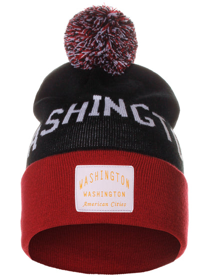 American Cities Washington DC Arch Letters Pom Pom Knit Hat Cap Beanie