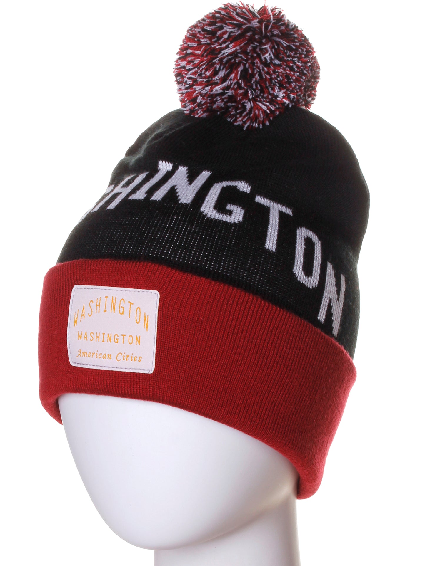 American Cities Washington DC Arch Letters Pom Pom Knit Hat Cap Beanie