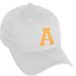 Daxton Classic 3D Varsity White Neon Orange Initial Letters Baseball Dad Hat