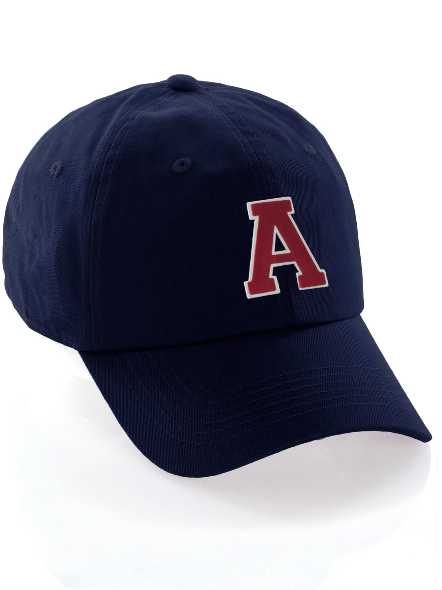 I&W Hatgear Customized Letter Initial Baseball Hat A to Z Team Colors, Navy Cap White Red
