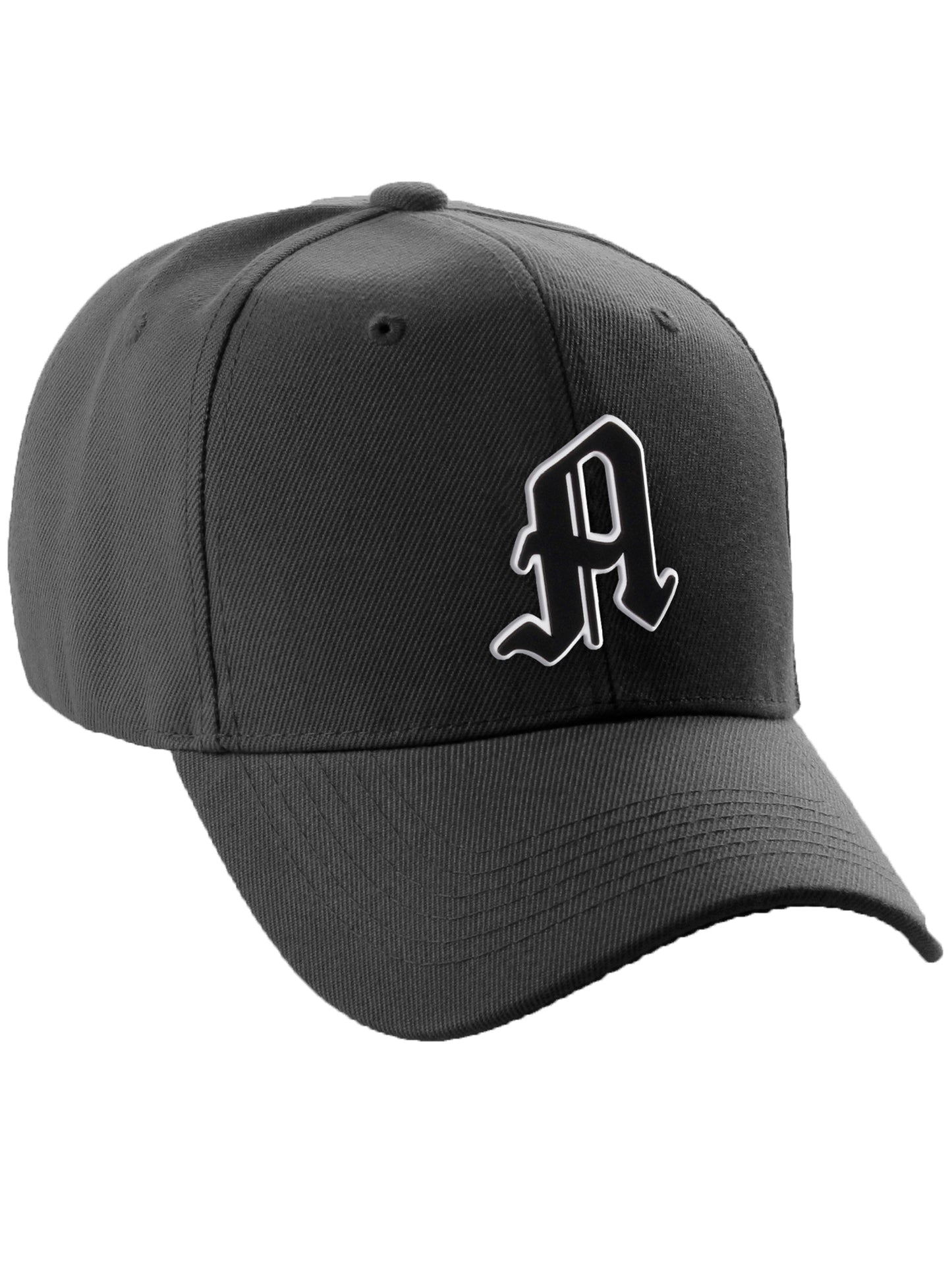 Daxton Structured Baseball Hat Cap Old English A to Z Letter Number Initial