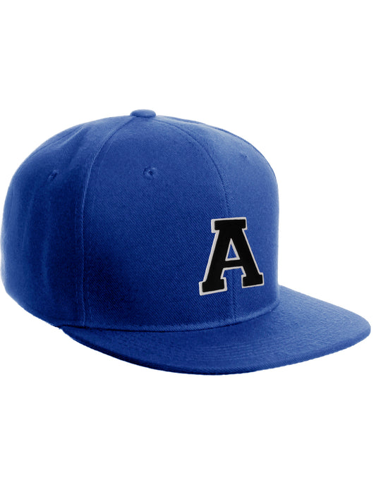 Classic Snapback Hat Custom A to Z Initial Letters, Royal Cap White Black