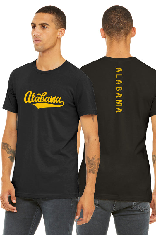 Daxton Adult Unisex Tshirt Alabama Script with Vertical in The Middle Back