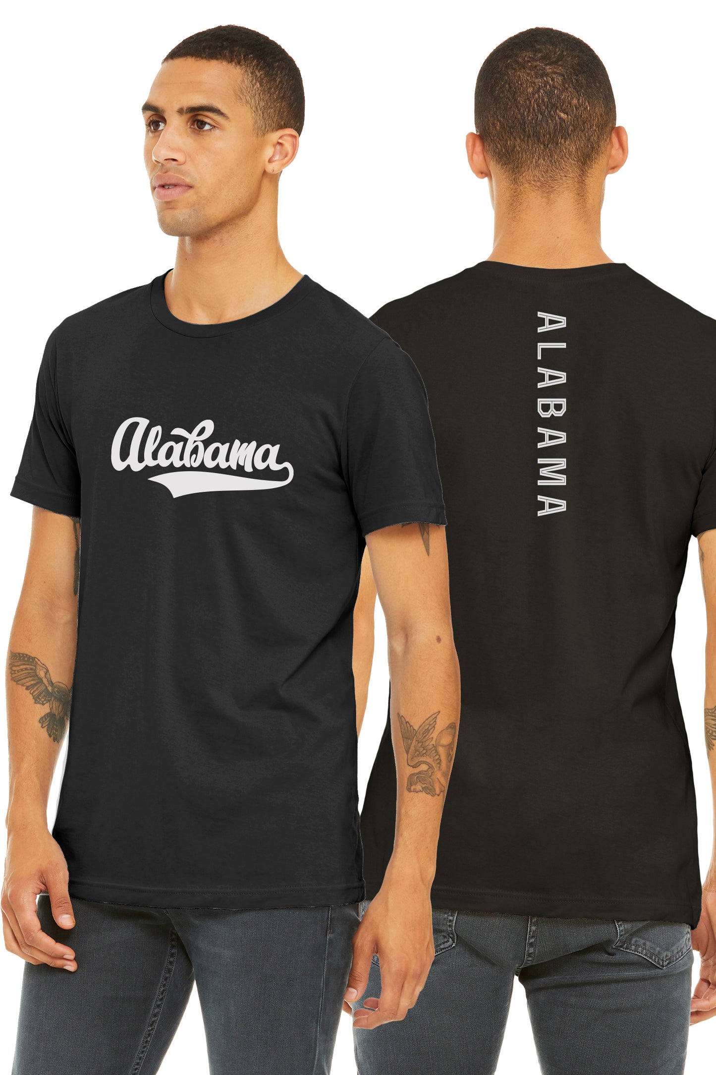 Daxton Adult Unisex Tshirt Alabama Script with Vertical in The Middle Back