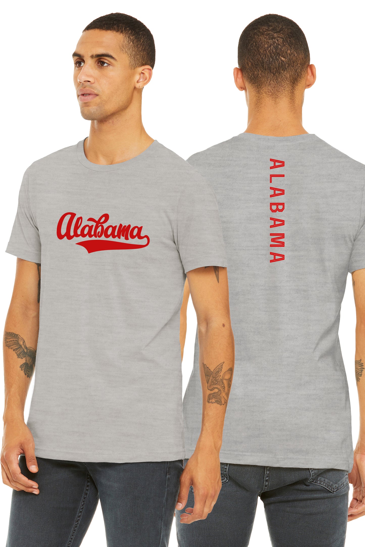 Daxton Adult Unisex Tshirt Alabama Script with Vertical in The Middle Back