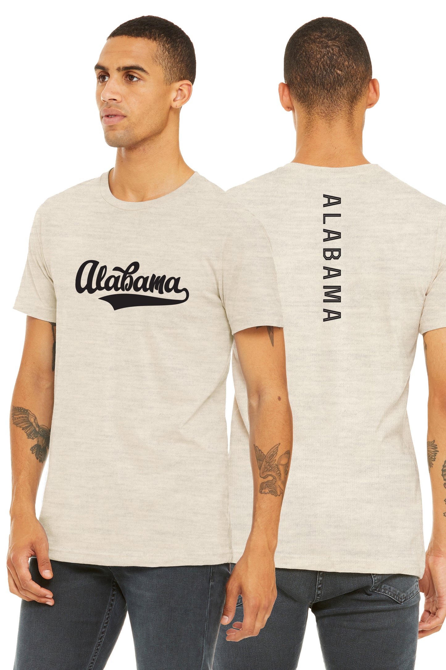 Daxton Adult Unisex Tshirt Alabama Script with Vertical in The Middle Back