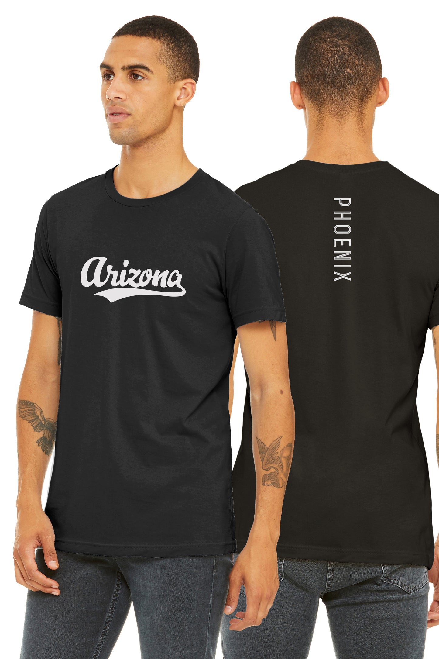 Daxton Adult Unisex Tshirt Arizona Script with Phoenix Vertical on The Back