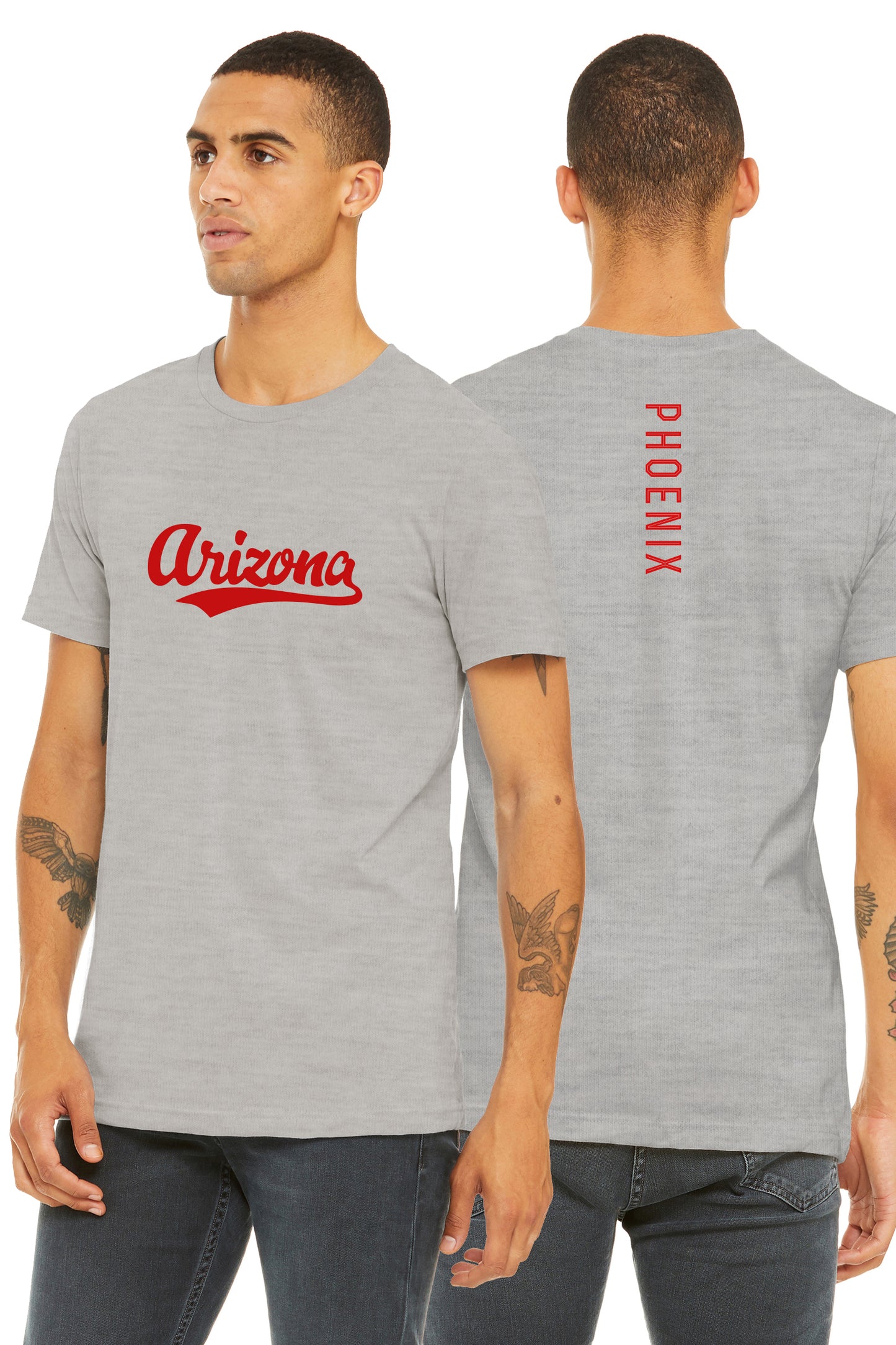 Daxton Adult Unisex Tshirt Arizona Script with Phoenix Vertical on The Back