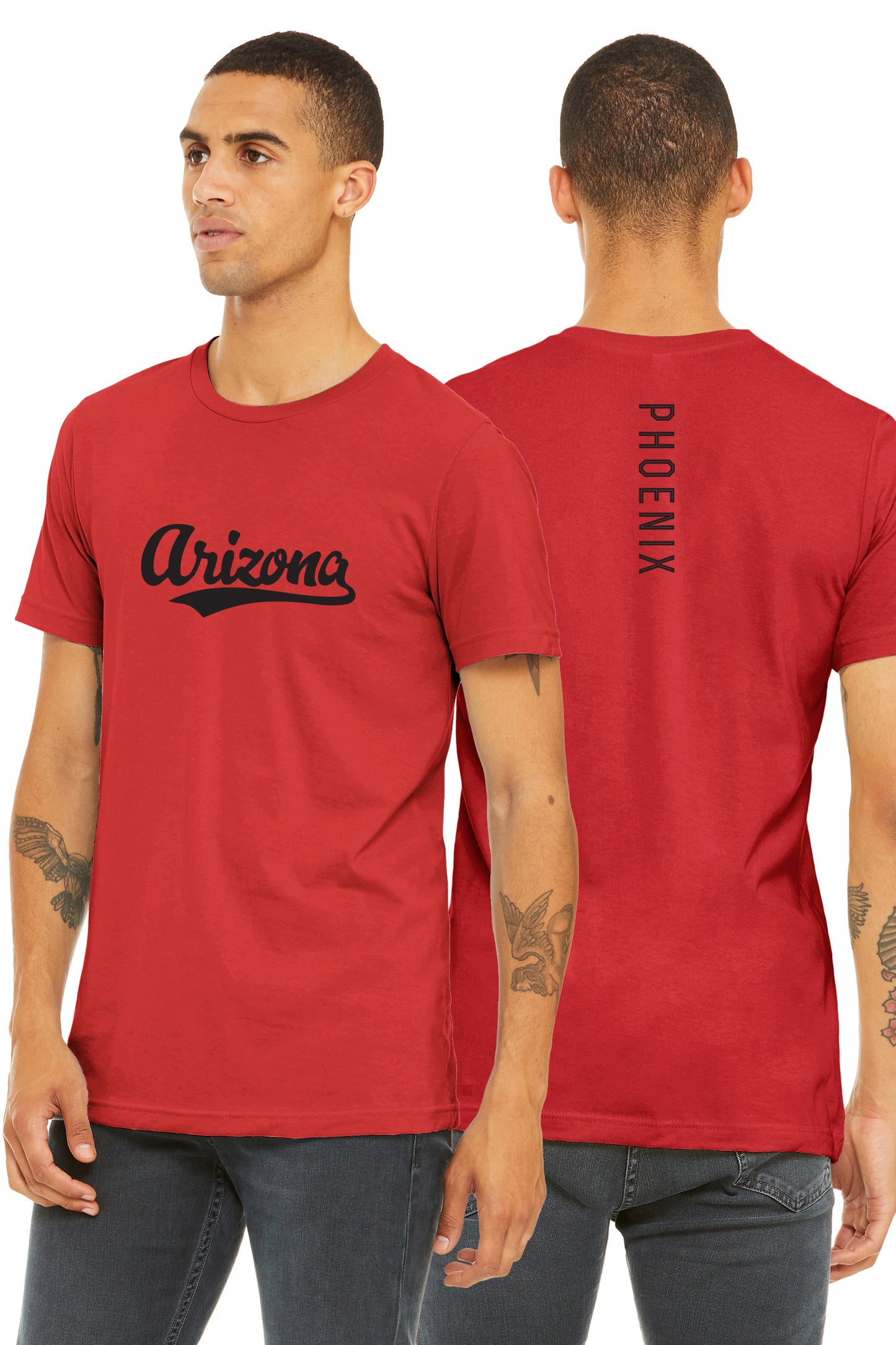 Daxton Adult Unisex Tshirt Arizona Script with Phoenix Vertical on The Back