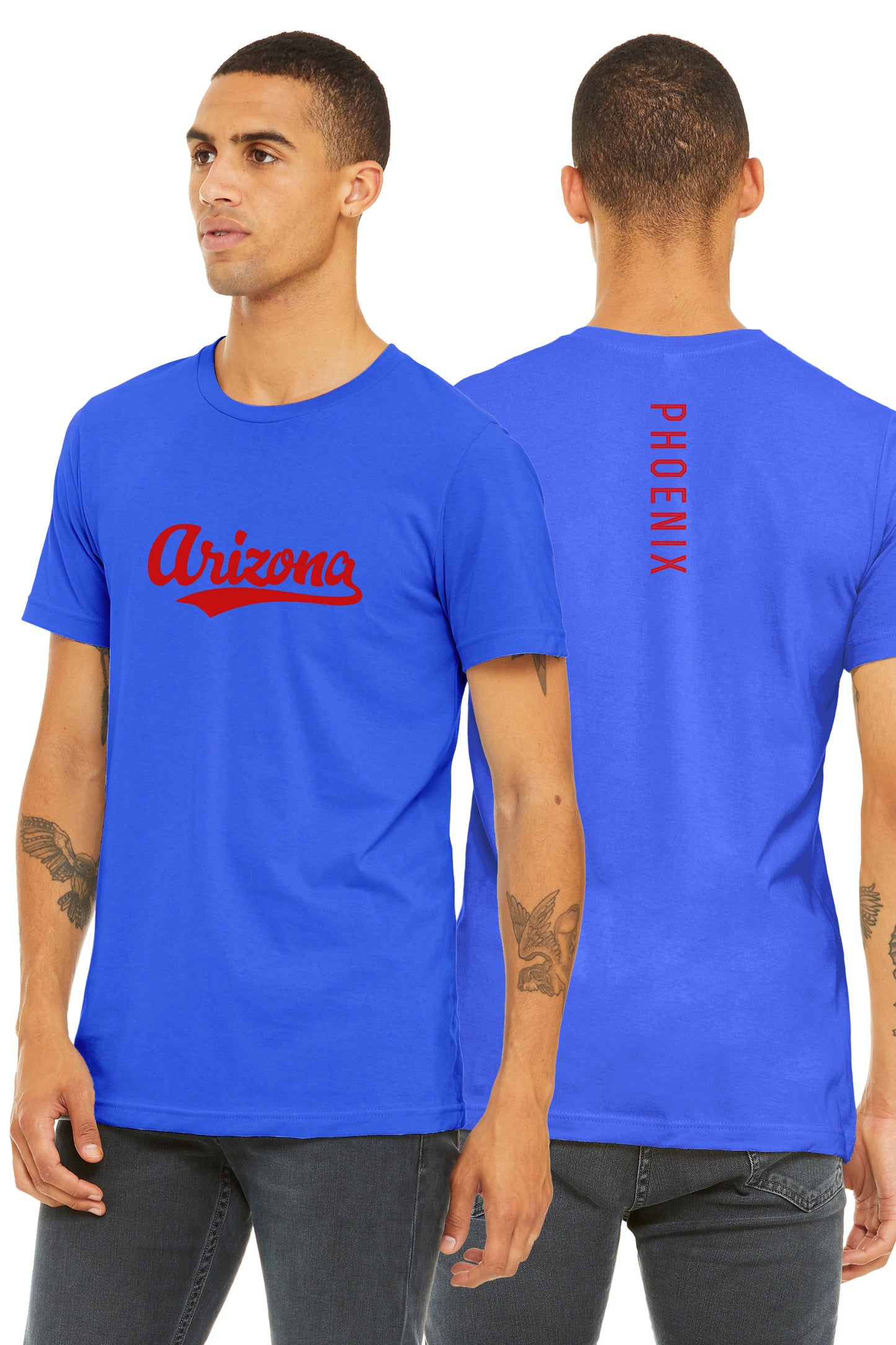 Daxton Adult Unisex Tshirt Arizona Script with Phoenix Vertical on The Back