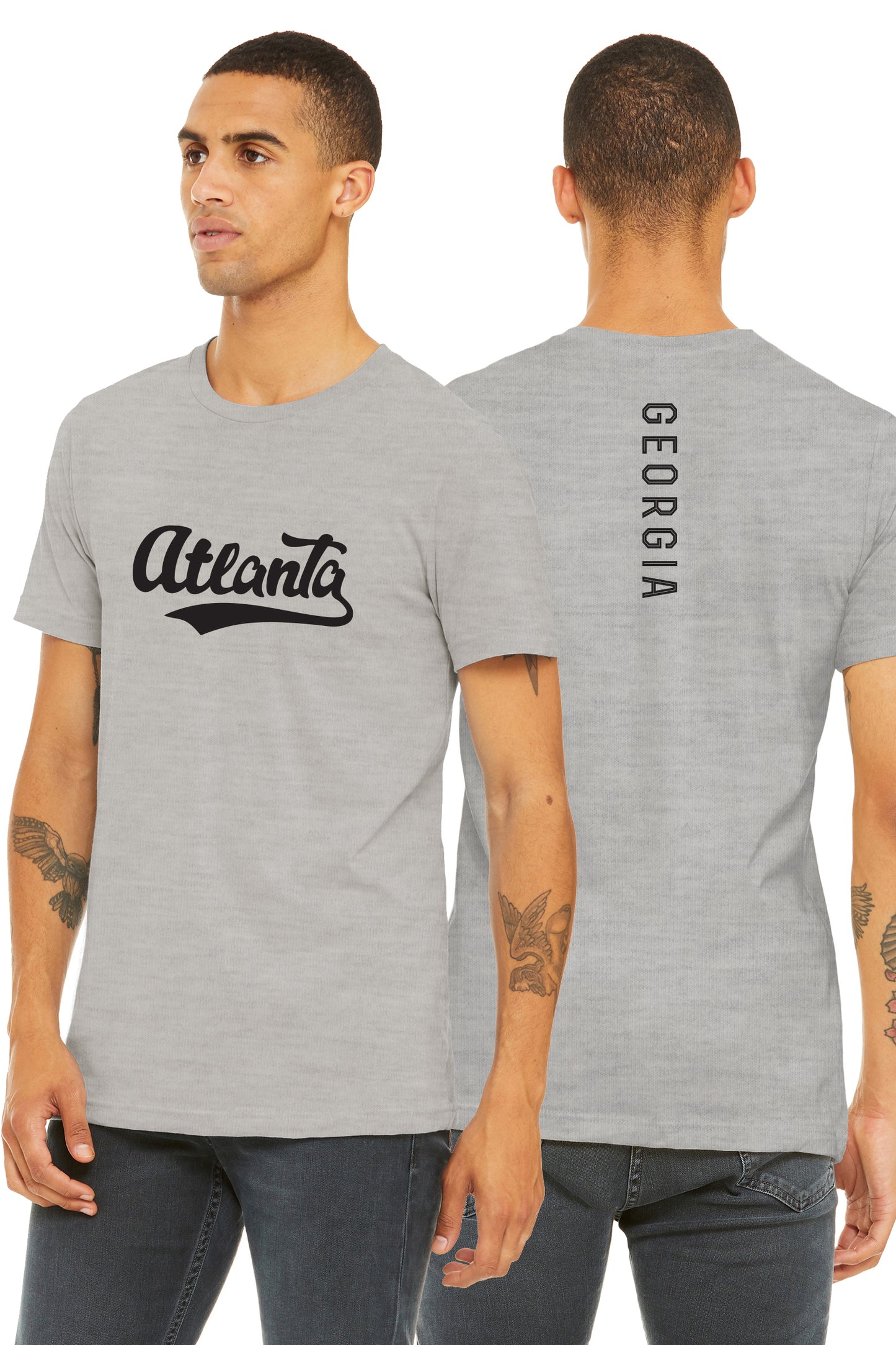 Daxton Adult Unisex Tshirt Atlanta Script with Georgia Vertical on the Back