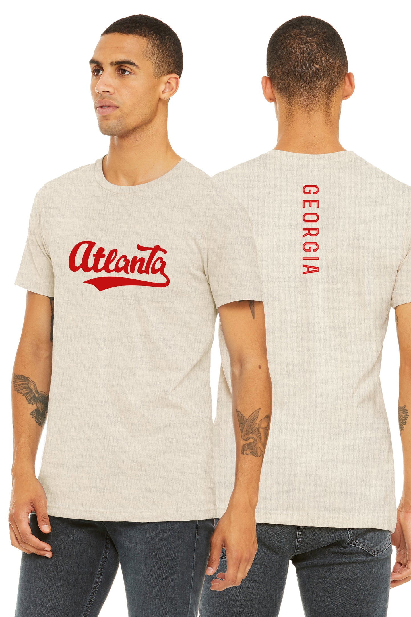 Daxton Adult Unisex Tshirt Atlanta Script with Georgia Vertical on the Back