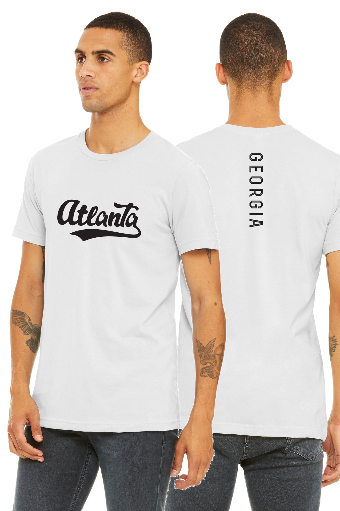 Daxton Adult Unisex Tshirt Atlanta Script with Georgia Vertical on the Back
