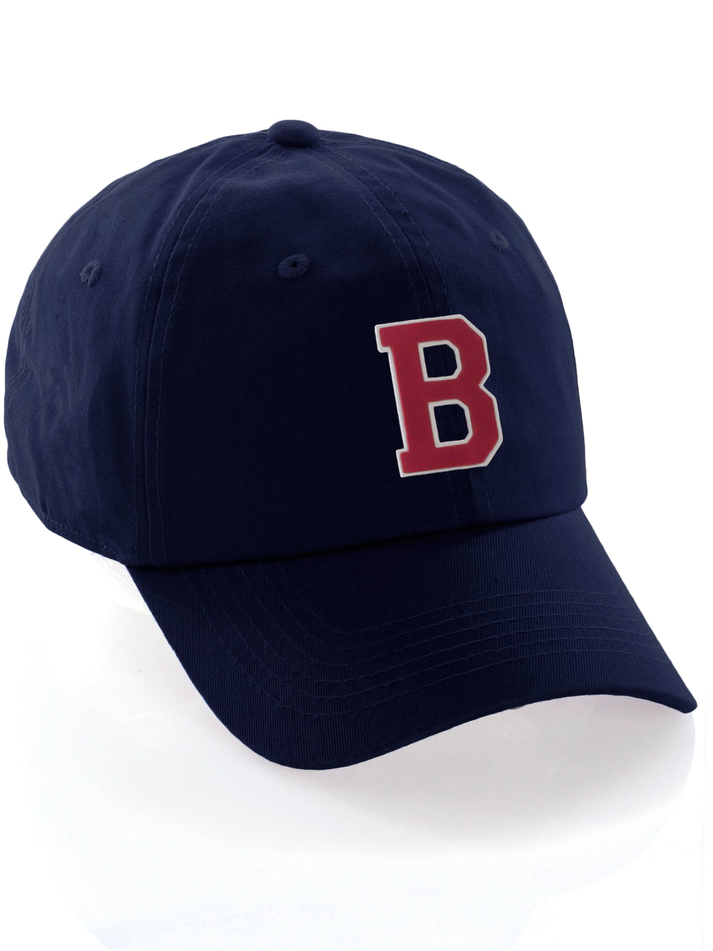 I&W Hatgear Customized Letter Initial Baseball Hat A to Z Team Colors, Navy Cap White Red