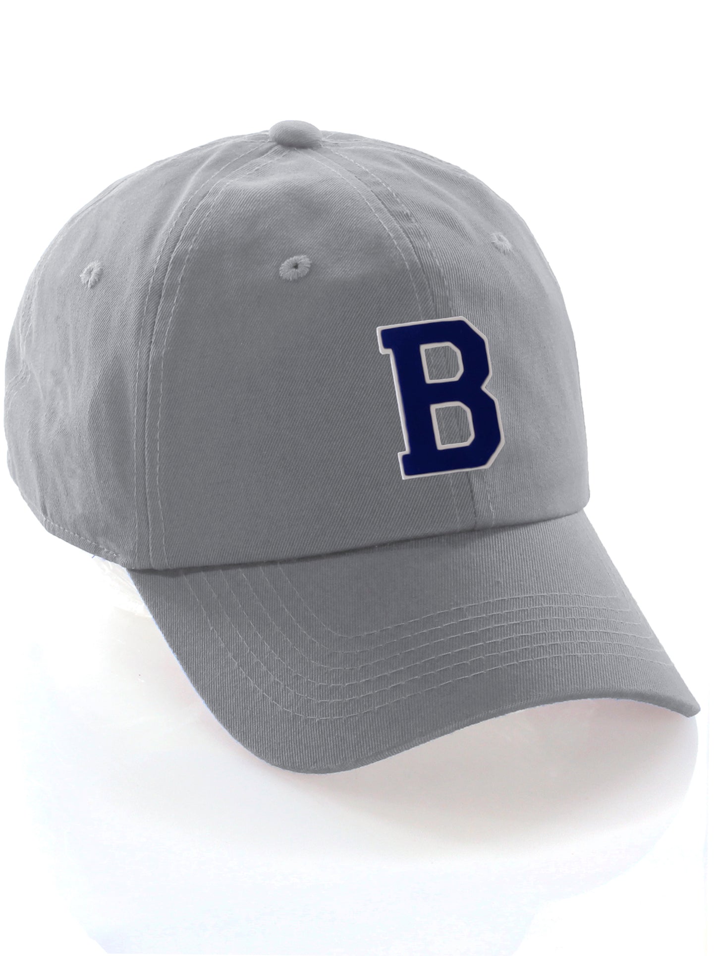 Custom Hat A to Z Initial Letters Classic Baseball Cap, Light Grey White Navy