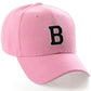 Classic Baseball Hat Custom A to Z Initial Team Letter, Pink Cap White Black