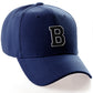 Classic Baseball Hat Custom A to Z Initial Team Letter, Navy Cap White Black