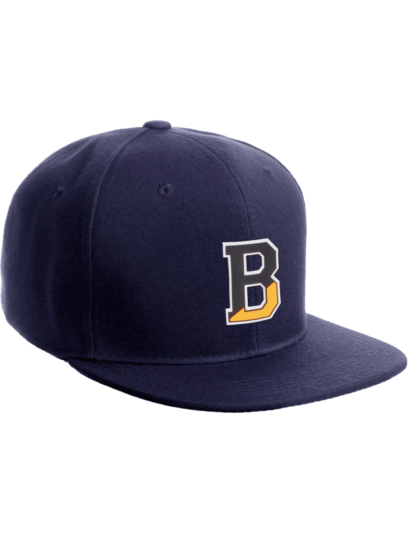 Daxton Classic Snapback Initial Numbers Letters Flat Bill Visor Navy Cap