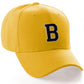 Classic Baseball Hat Custom A to Z Initial Team Letter, Yellow Cap White Black