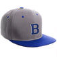 Classic Snapback Hat Custom A to Z Initial Letters, Lt Grey Royal Cap White Blue