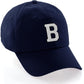 I&W Hatgear Customized Letter Initial Baseball Hat A to Z Team Colors, Navy Cap Black White