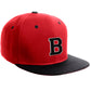 Classic Snapback Hat Custom A to Z Initial Letters, Red Black Cap White Black