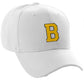 Classic Baseball Hat Custom A to Z Initial Team Letter, White Cap Black Gold