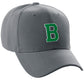 Classic Baseball Hat Custom A to Z Initial Team Letter, Charcoal Cap White Green