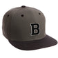 Classic Snapback Hat Custom A to Z Initial Letters, Charcoal Black Cap Wht Blk