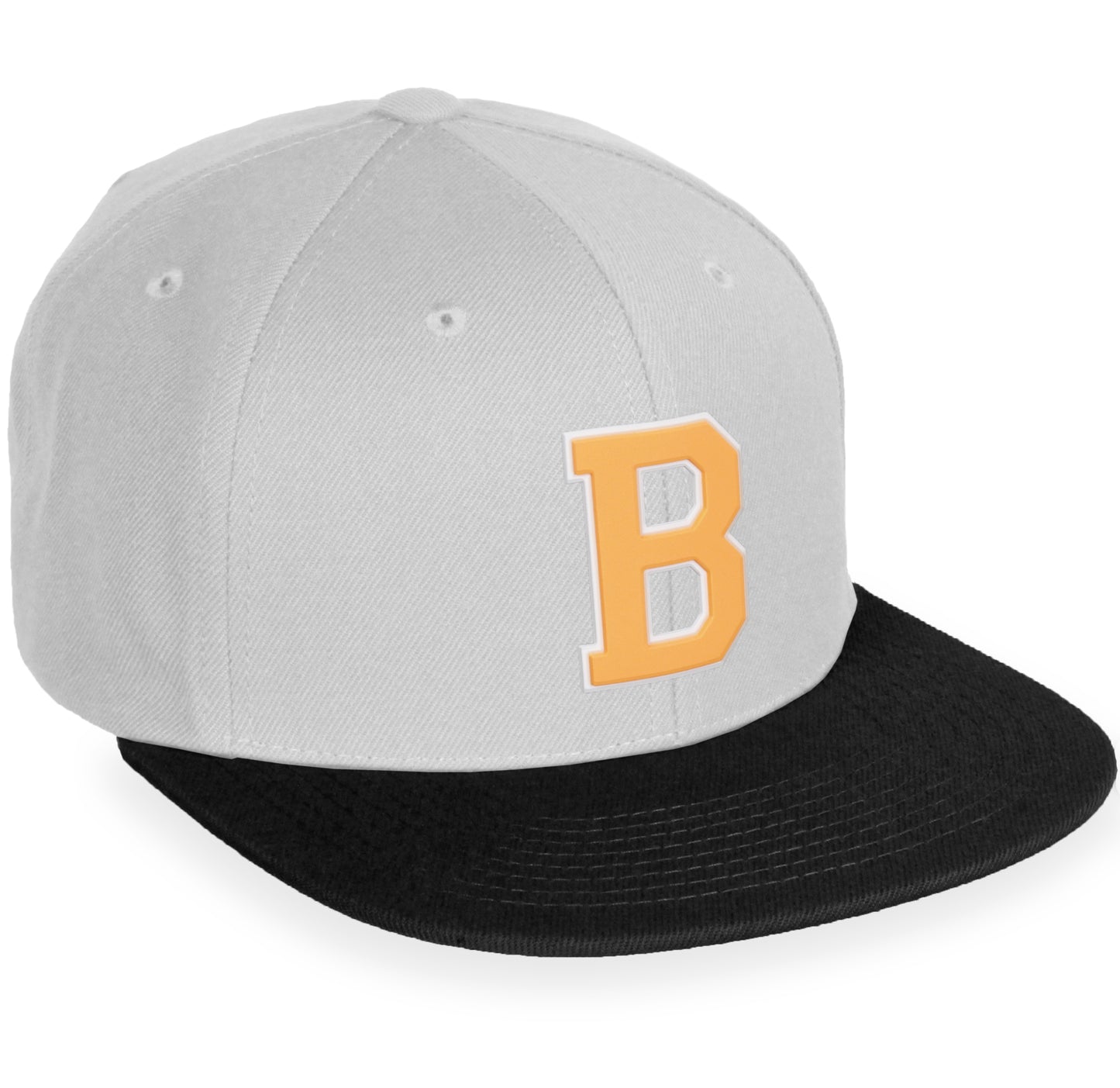 Daxton Classic Snapback White Neon Orange A to Z Letters Flat Bill Visor Cap